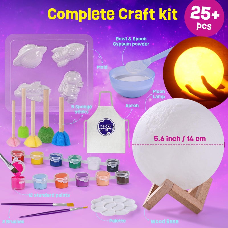 LAOESE Paint Your Own Moon Lamp Kit  Cool Gifts DIY 3D Space Moon Night Light  Art Supplies Arts & Crafts Kit  Arts and Crafts for Kids Ages 8-12  Toys Girls Boy Birthday Gift Ages 3 4 5 6 7 8 9 10 11 12+ - Image 2